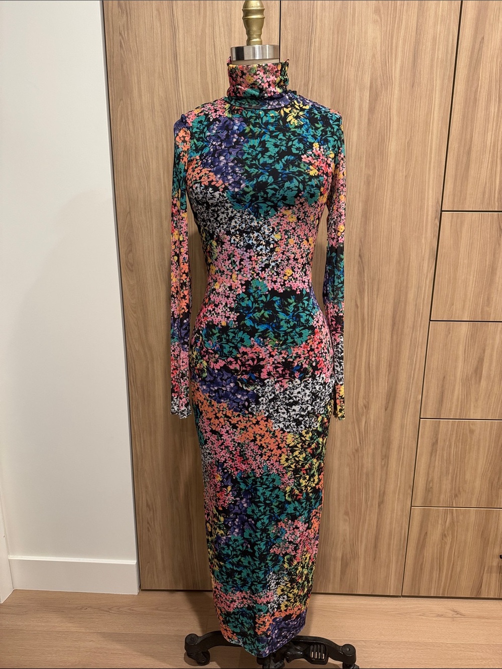 AFRM Multicolor Floral Turtleneck Maxi Dress